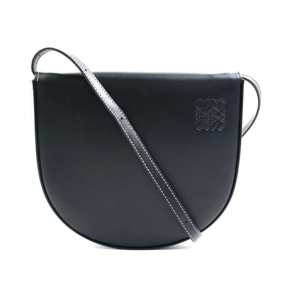 Loewe Crossbody Shoulder Bag Heel Leather Black Silver - Picture 1 of 5